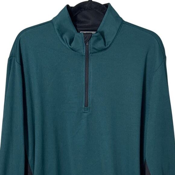 PGA Tour Mens Micro Jacquard Quarter-Zip Pullover Sweater Green Blue  Size XXL - Picture 8 of 10